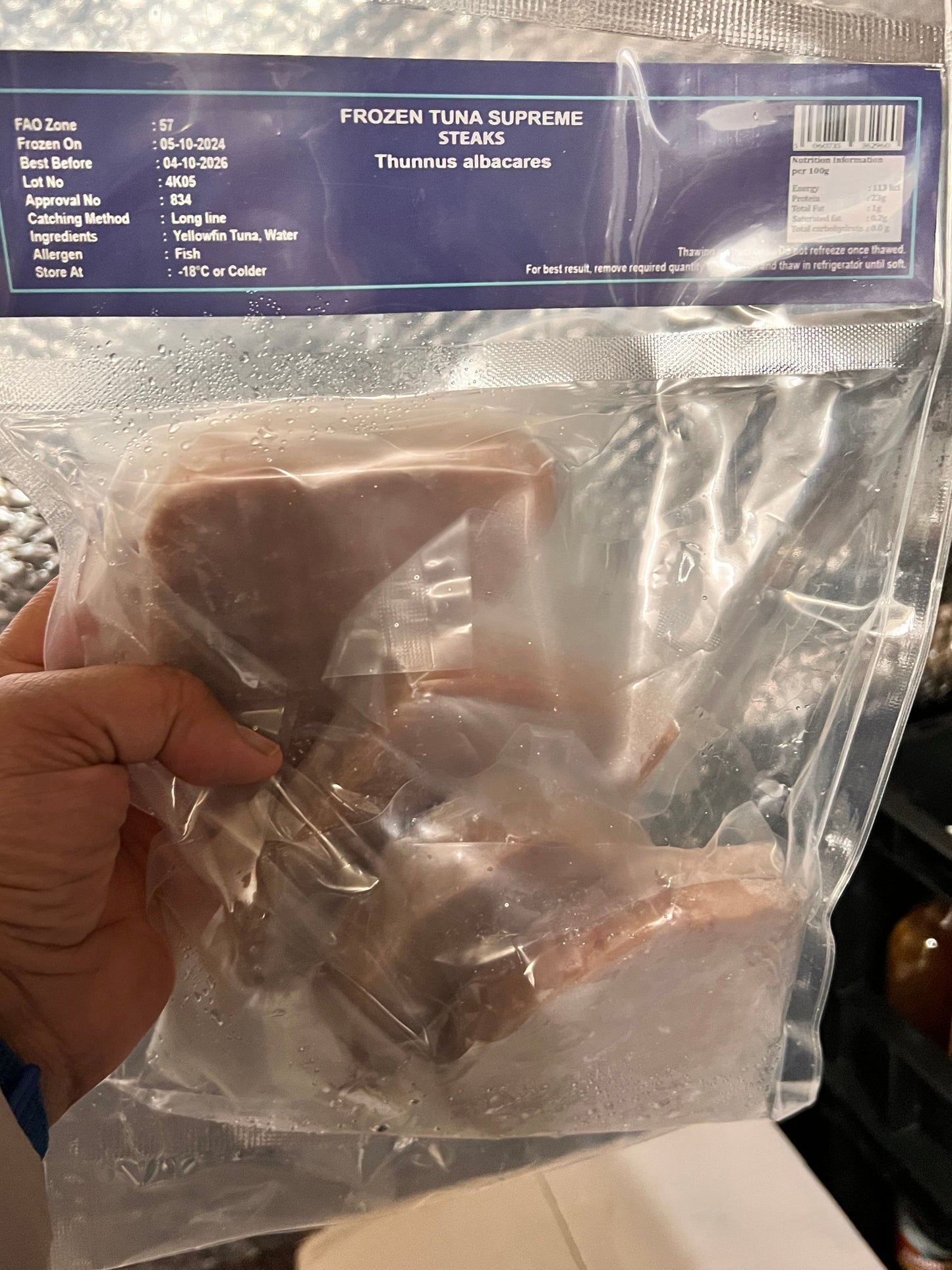 FROZEN YELLOWFIN TUNA Steaks-600g