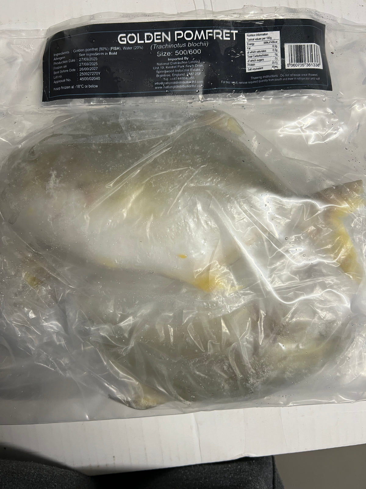 FROZEN GOLDEN POMPRET (POMPANO)500/600 -1 KG LOCAL DELIVERIES ONLY