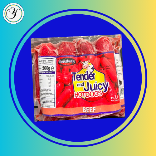 MANDHEY'STENDER & JUICY BEEF HOTDOGS-500G -FROZEN