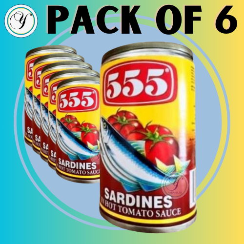 555 Sardines In Tomato and CHILLI Sauce (Bundle of 6)