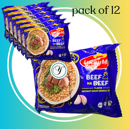 LUCKY ME BEEF NOODLES   pack of 12 (55g/packet) : BUNDLE