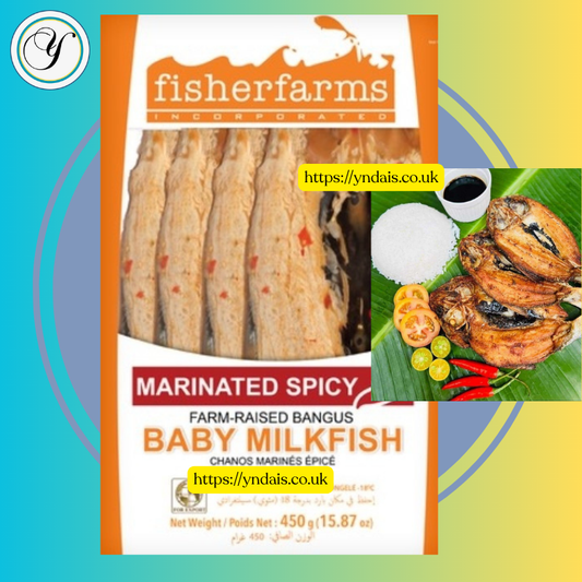 FROZEN FISHERFARMS split baby milkfish (bangus) SPICY marinated-450g