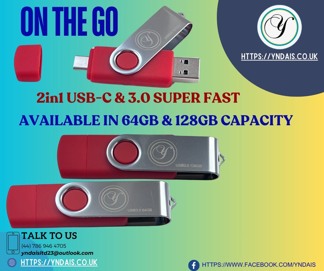 USB-3.0 and USB-C On The Go external memory pen drive