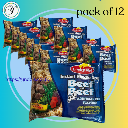 LUCKY ME BEEF NOODLES   BUNDLE of 12 (55g/packet) T
